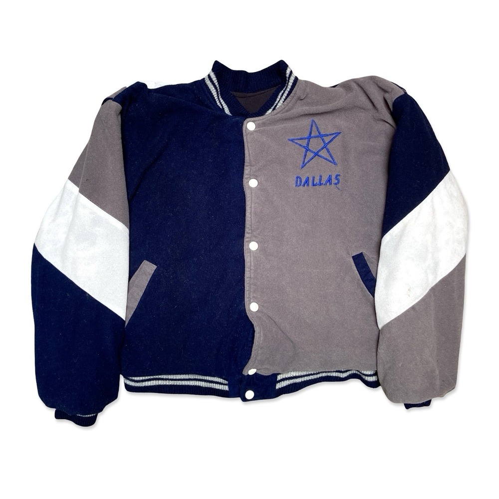 VTG 70s 80s Dallas Cowboys Snap Bomber Jacket Colorblock Embroidered RARE NFL
